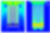 How bubbles travel between the sheets in the case of fine (a) and coarse (b) bubble aeration (dark blue = no bubbles: yellow/orange = high air concentration). Coarse bubbles clearly short circuit between certain channels (front view of the module, with pipes perpendicular to the module wall (see Figure 8c))