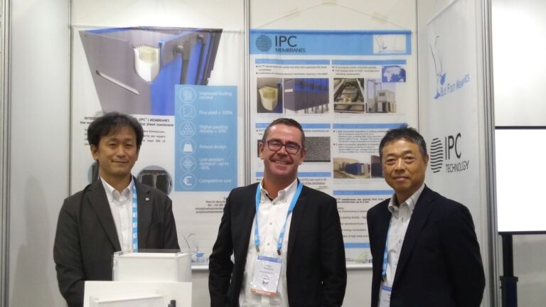 Blue Foot Membranes – Managing Director Patrick Vanschoubroek (centre) with colleagues promoting Blue Foot Membranes and their IPC membrane technology