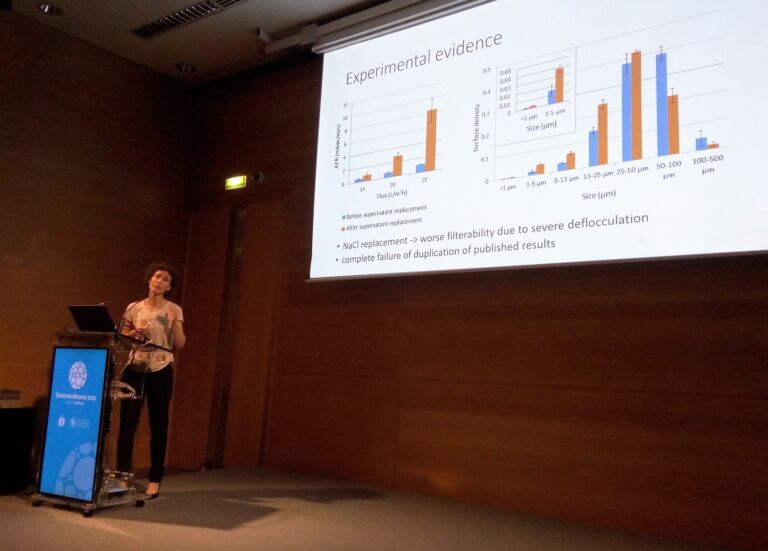 Figure 4: Ilse Smets of KU Leuven discussed the effect or otherwise of osmotic pressure on membrane fouling