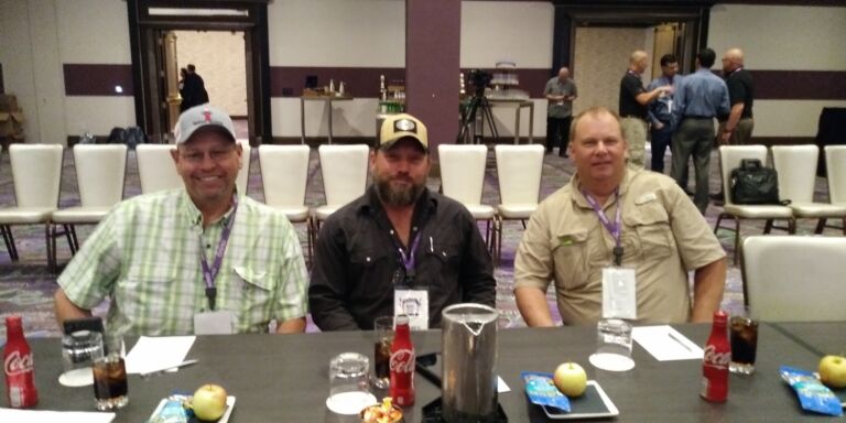 Fig 5: Three more good looking dudes: Adam Gonzales, Rick Hazel and James Griffis from Canyon Lake/The Grove were attending the MBR Operators’ workshop for the second time to expand on their MBR knowledge and experience.