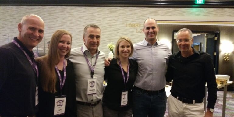 Fig 6: The Ovivo family: Todd Baldwin, Amy Adamson, Valere Morissette, Emily Edwards, and Mike Snodgrass, together with Simon Judd at the workshop held at the Fairmont Hotel, Austin, Texas. Missing from the picture are organisers Elena Bailey and Mark Parli, Jacqueline, Kalpesh and Brian amongst many others who helped make the workshop go with a swing.