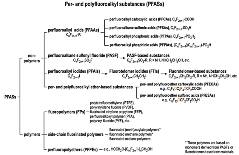 PFAS compounds, as categorised by the OECD