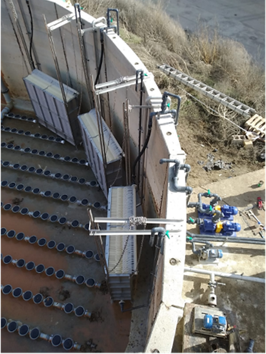 SINAP modules being installed in the aeration tanks at an egg factory ETP, Prosimed