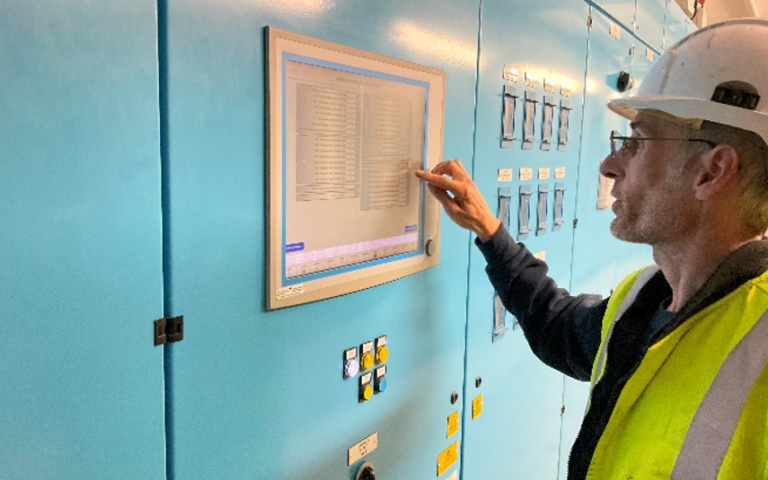 Darren checks the footy scores on the HMI