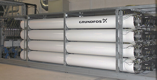 Grundfos BioBooster ultrafiltration membrane units (MFUs) packed in a skid