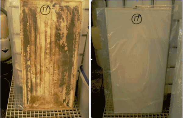 Membrane panel before and after cleaning