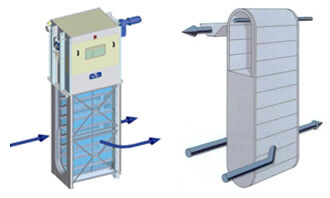 (a) and (b) Dual-flow and centre-flow band screens