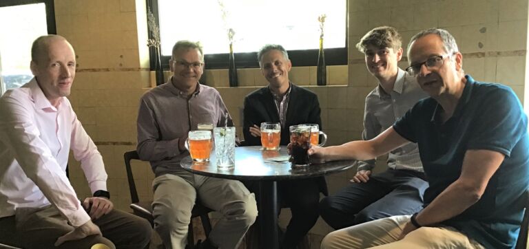 Cranfield University past and present (left to right): Ewan McAdam, Richard Stuetz, Pierre Le-Clech, Chris Davey and Simon Judd