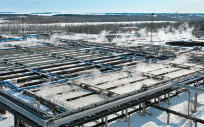 Activated sludge plant, aerial view