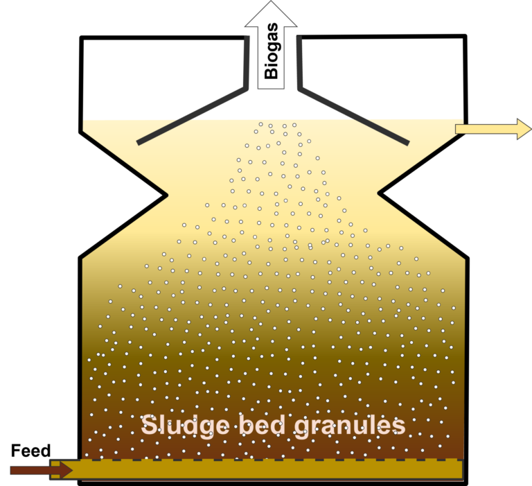 Upflow anaerobic sludge blanket reactor, schematic