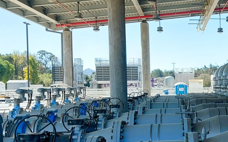 View across the site at SLO from the UV reactors